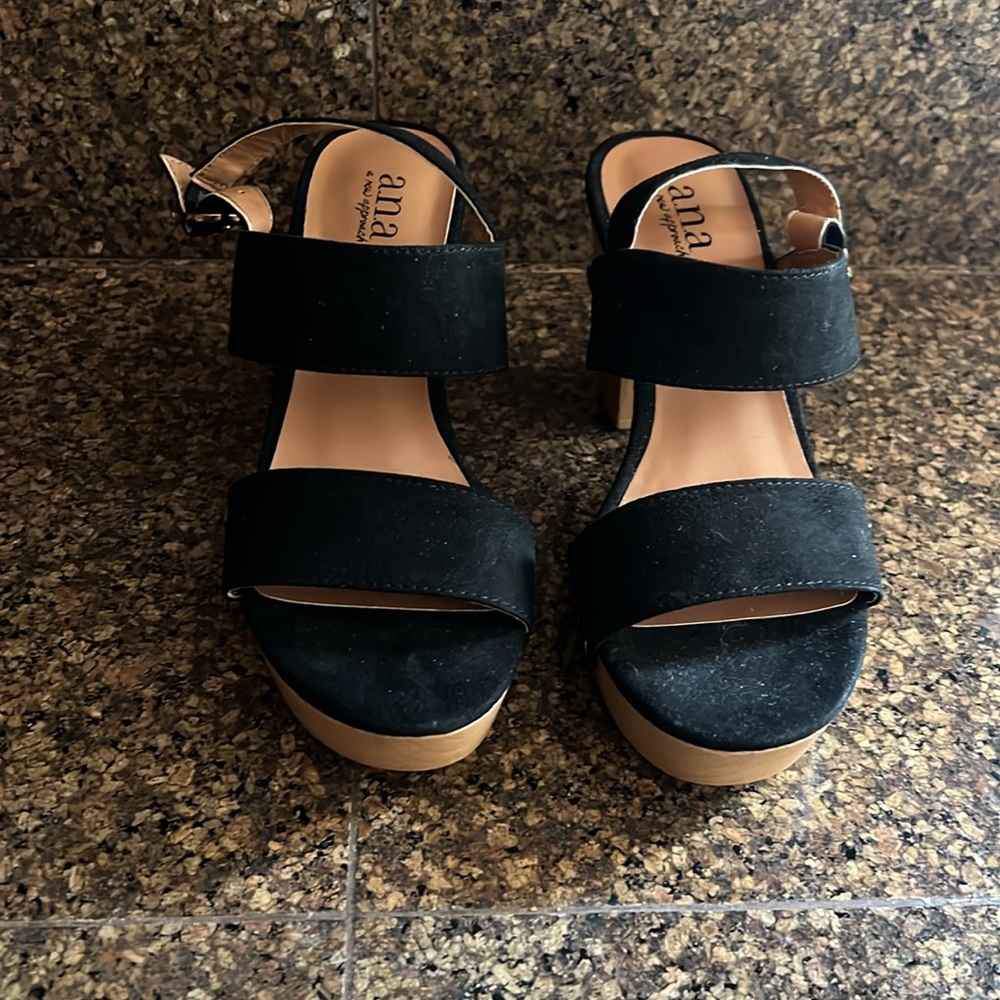 a.n.a Womens Black January Heeled Sandals